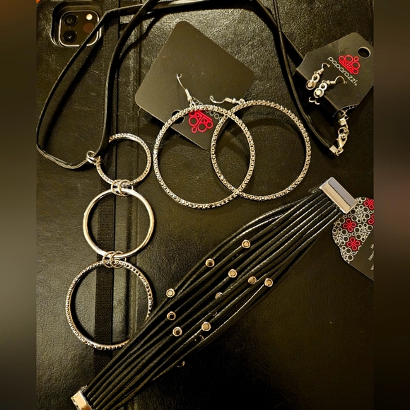 paparazzi Jewelry - Paparazzi 3 pc Smoky Hematite and Leather Set